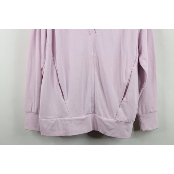 Fabletics Womens XXS Blank Oversized Baggy Fit Yoga Gym V-Neck Sweatshirt Pink - Picture 3 of 14